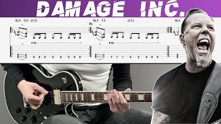 METALLICA  DAMAGE INC Guitar cover with TAB  Lesson [upl. by Uhp234]