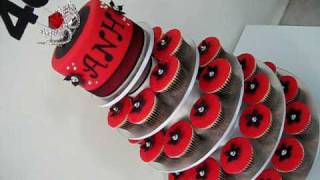 40th Ruby Red Cupcake Cake  how to tutorial of the fondant flowers on my channel [upl. by Tips827]