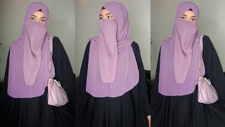 Hijab Tutorial With Niqab  Hijab With Niqab  Beautiful Hijab Style💜 [upl. by Elleinnad]