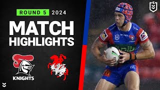 NRL 2024  Knights v Dragons  Match Highlights [upl. by Amasa]