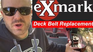 exmark lazer z deck belt replacement [upl. by Nwahsid]