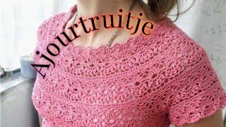 ❤ ♥️ iedereenkanhaken Howto crochet Ajourtruitje 2 bollen Action Mixed Finetutorial 🧶🧵🧶 [upl. by Giselbert]