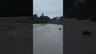 Flood in isar river Full isar beach is under water Isarstrand isartor Munich [upl. by Aldin]