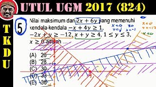 UM UGM  UTUL 2017 TKDU kode 824  pembahasan no 05 program linear nilai maksimal [upl. by Tocci]