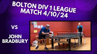 Neil Myatt vs John Bradbury Long pips BH  Bolton Div 1 League Match  41024 [upl. by Halyahs]