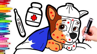 PAW PATROL 🐾 Colorea a CHASE con varicela 🐶🩹🩺 Dibujos para niños [upl. by Charlot418]