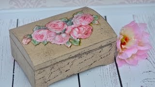 Decoupage krok po kroku  pochlapana szkatułka [upl. by Nevur]