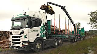 AW Jenkinson Forest Products Scania selfloader with Palfinger crane [upl. by Rachael]