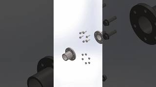 Flange Coupling Assembly Exploded View in SolidWorks Animation solidworks [upl. by Ira]