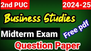 2nd PUC Business Studies Model Question Paper for Midterm exam 2024 Karnataka board [upl. by Woodcock]