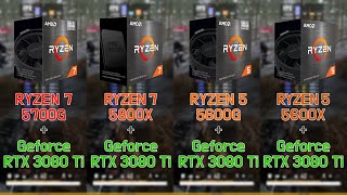 RYZEN 7 5700G vs 5800X vs RYZEN 5 5600G vs 5600X with RTX 3080 Ti 7Games  FHD  1080p [upl. by Linskey857]