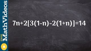 Solving a multi step equation with brackets and parenthesis ex 18 7n231–n–21n14 [upl. by Keil]