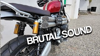 Triumph Scrambler 1200  Mohave VS Stock Exhaust Sound [upl. by Bakerman]