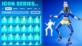 ALL ICON SERIES DANCES amp EMOTES IN FORTNITE [upl. by Vallo]