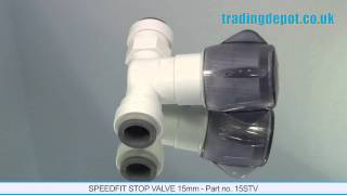 TRADING DEPOT Speedfit Stop valve 15mm Part no 15STV [upl. by Anyahc]