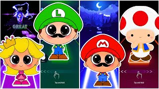 Peach Princess vs Super Mario vs Louigi vs Toad  Tiles Hop EDM Rush [upl. by Indihar]