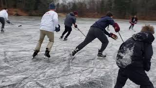 Pond hockey on Puffers Pond [upl. by Corabelle]