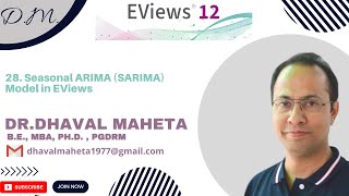 28 Seasonal ARIMA SARIMA Model in EViews 12  Dr Dhaval Maheta [upl. by Ybocaj]