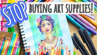 FORGOTTEN Art Supply CHALLENGE stop buying art supplies [upl. by Aneri530]