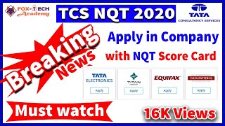 TCS NQT 2020 2021  What is use of NQT Score card  How to apply other companies based on Tcs score [upl. by Aztirak]