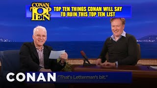 Scraps Steve Martin and Conan Work Out The Top 10 List  CONAN on TBS [upl. by Airasor]