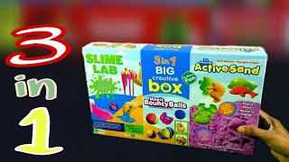 Amazing 3 in 1 Slime lab Magic Bouncy Ball and Active Sand [upl. by Holt]