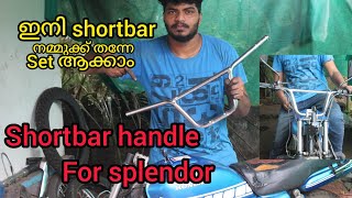 shortbar handle in splendor 🤩  handle bar modification in splendor  splendor modified Kerala [upl. by Smailliw]