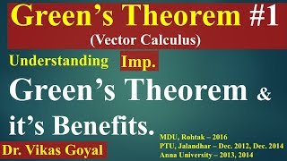 Greens Theorem 1 in Hindi Imp  Vector Calculus  Engineering Mathematics [upl. by Ostraw]