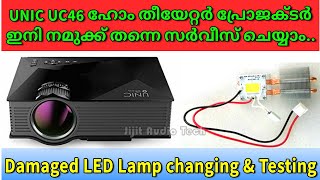 Mini Home Theater PROJECTOR UNIC UC46 Repairing  LED Lamp Changing  Testing amp Review in Malayalam [upl. by Ambur]