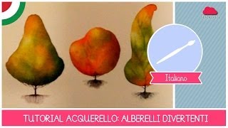 Corso di Acquerello BASE tutorial come dipingere alberelli cartoon  LEZIONE 04 [upl. by Oag]