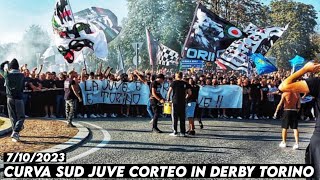 CURVA SUD JUVE CORTEO IN DERBY TORINO  Juventus vs Torino 7102023 [upl. by Suirtimed]