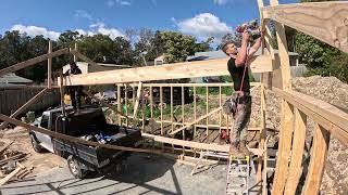 Framing A Garage Roof  Carpentry Australia [upl. by Ailiec]