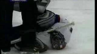 Brian Rolston Knocks Down Luongo With Slapshot [upl. by Suirtemid]