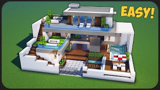 Cara Membuat Rumah Modern Simple 3 Lantai   Minecraft Modern Pt74 [upl. by Salsbury]