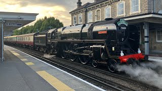 70000 Britannia Arriving amp Departing Chertsey amp Passing Betchworth  130824 [upl. by Etterrag294]