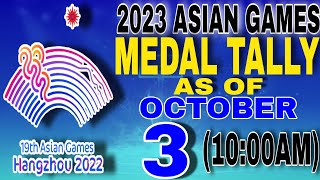 2023 asian games medals tally as of October 3 2023 1000 AM [upl. by Nairoc234]