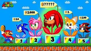 Mario Can Buy Sonic Hedgehog Character FLOWERS in New Super Mario Bros Wii  Game Animation [upl. by Anemix]