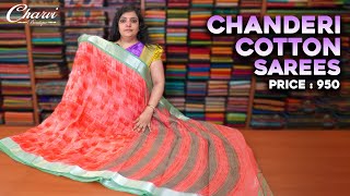 Chanderi Cotton Saree With Contrast Border🥻 Charvi Boutique  WhatsApp 9791903019 amp 7358097969 [upl. by Arber286]