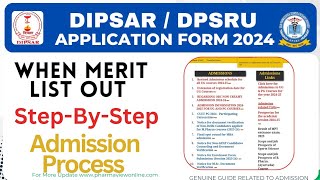 Dipsar Admission 2024  Merit List out 2024  Stepbystep Admission Process MImp Video [upl. by Anahsat]