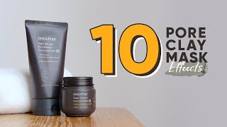 10 Pore Clay Mask Effects  innisfree Super Volcanic Pore Clay Mask 2X [upl. by Annaiek121]