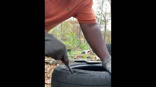 Cutting Tire With Knife [upl. by Trilby720]