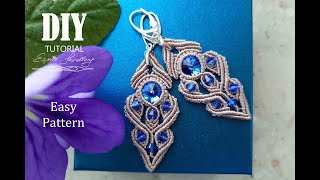 Makramowe kolczyki krok po kroku  Macrame earrings with crystals Tutorial DIY  Long earrings DIY [upl. by Erdnaid220]