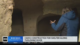 Heres a look at homelessconstructed caves found along Tuloumne River [upl. by Airlee]