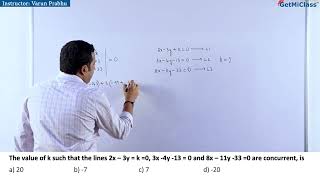 Concurrent Lines Equation Solution Explanation KCET 11th Mathematics 2D Geometry Straight Lines [upl. by Lihp375]