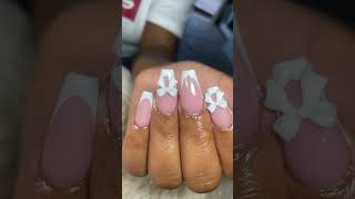 French coffin nails with bow youtubechamps discovermyafrica pullupyoshorts [upl. by Inoj]