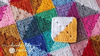 How to Crochet a Two Tone Solid Granny Square 🧶 [upl. by Chancey]