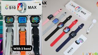 LAXASFIT S10 MAX SMART WATCH 10th Edition SERIES AMOLED DISPLAY WITH THREE 3 STRAPS WIRELSS CHARGING [upl. by Marlena616]