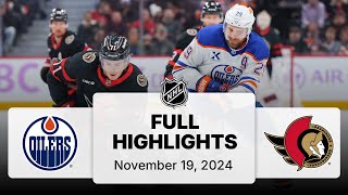 NHL Highlights  Oilers vs Senators  November 19 2024 [upl. by Alcina]