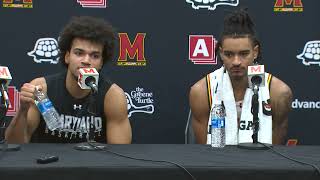 JaKobi Gillespie and Rodney Rice react following the Terps win over Mount St Marys [upl. by Anaujd]