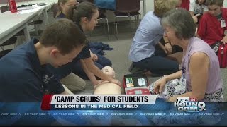 Students get handson experience at quotCamp Scrubsquot lessons in the medical field [upl. by Sorilda]